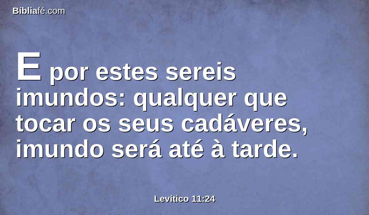 E por estes sereis imundos: qualquer que tocar os seus cadáveres, imundo será até à tarde.