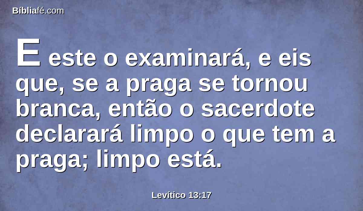 E este o examinará, e eis que, se a praga se tornou branca, então o sacerdote declarará limpo o que tem a praga; limpo está.