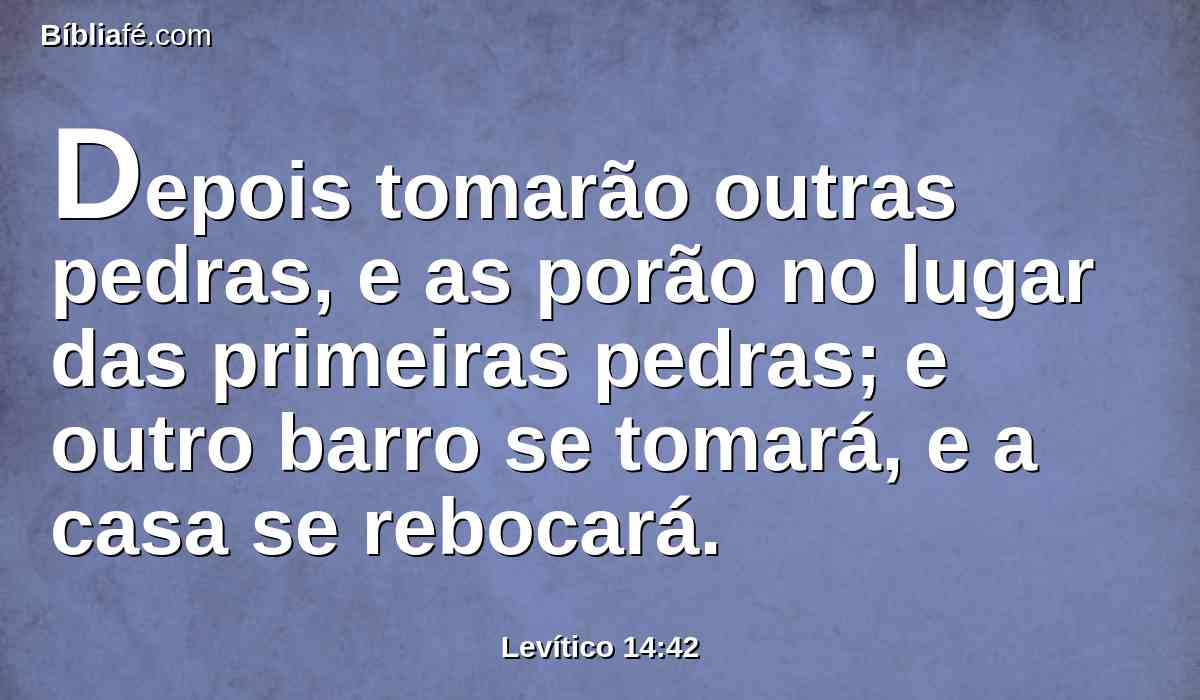 Depois tomarão outras pedras, e as porão no lugar das primeiras pedras; e outro barro se tomará, e a casa se rebocará.