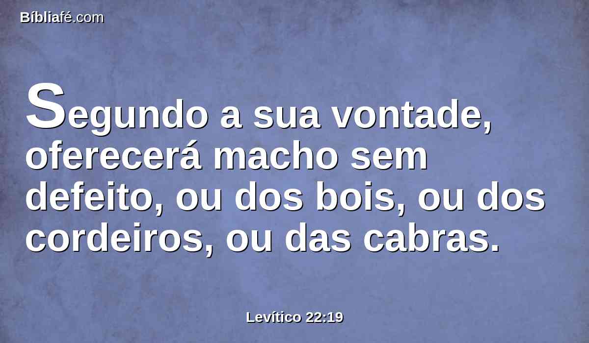 Segundo a sua vontade, oferecerá macho sem defeito, ou dos bois, ou dos cordeiros, ou das cabras.