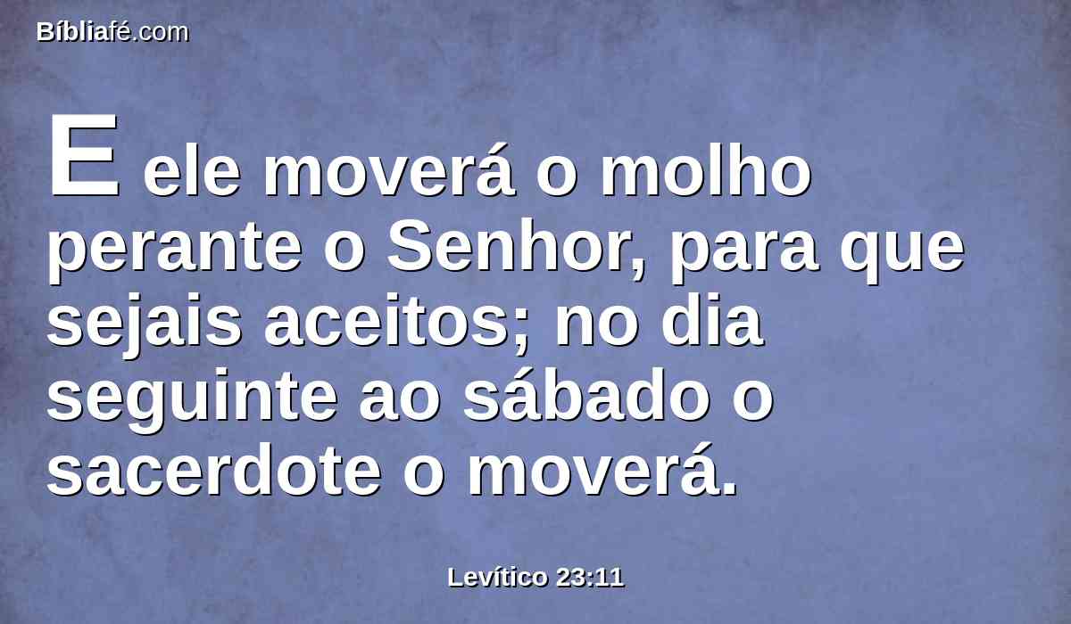 E ele moverá o molho perante o Senhor, para que sejais aceitos; no dia seguinte ao sábado o sacerdote o moverá.