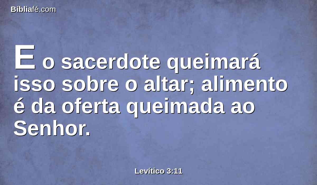 E o sacerdote queimará isso sobre o altar; alimento é da oferta queimada ao Senhor.