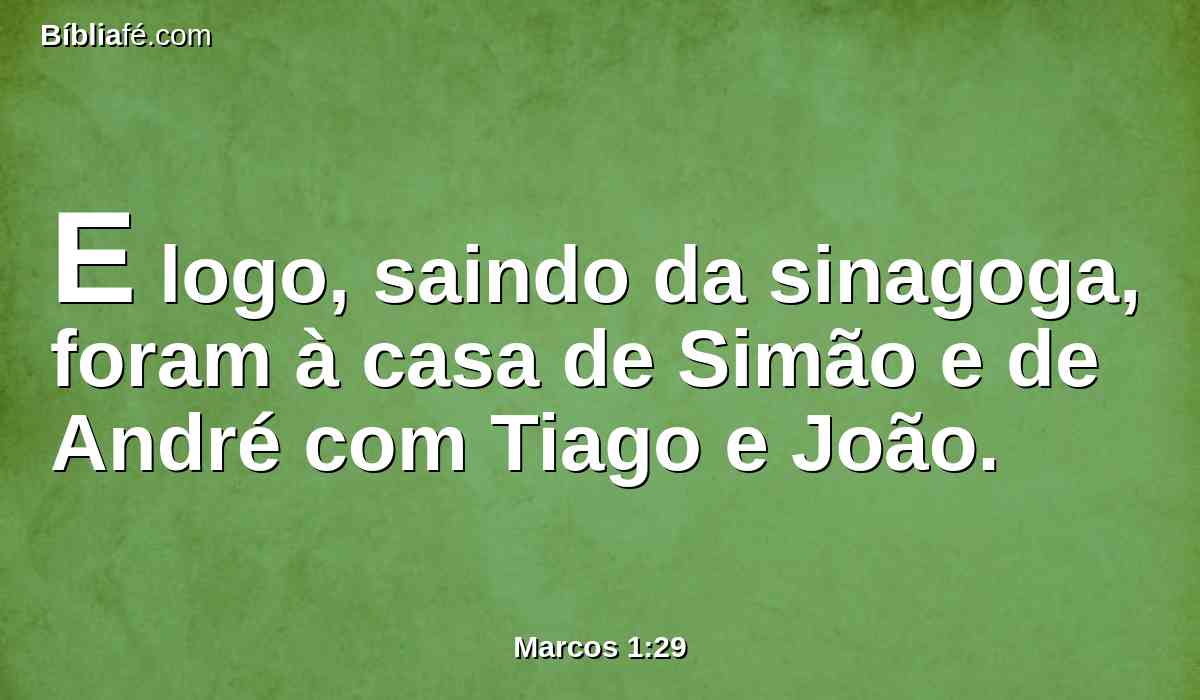 E logo, saindo da sinagoga, foram à casa de Simão e de André com Tiago e João.