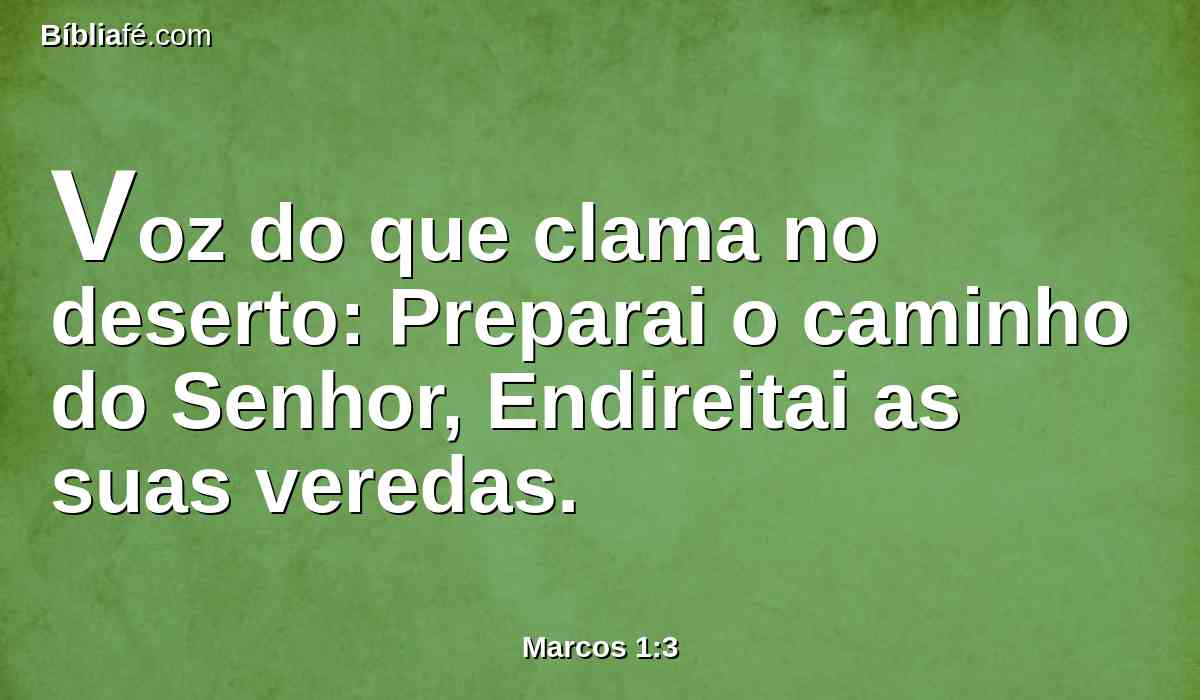 Voz do que clama no deserto: Preparai o caminho do Senhor, Endireitai as suas veredas.