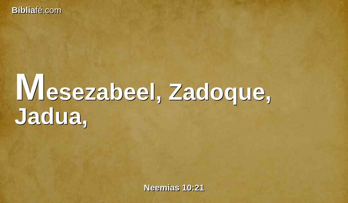 Mesezabeel, Zadoque, Jadua,
