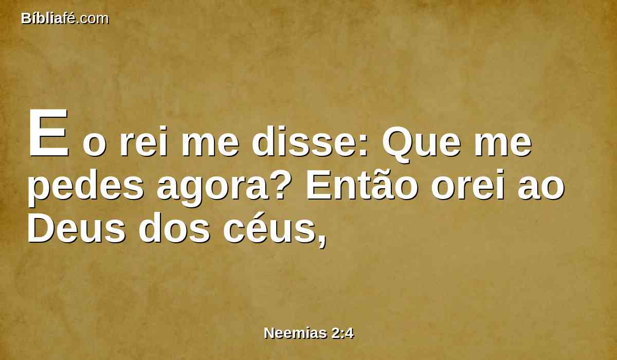E o rei me disse: Que me pedes agora? Então orei ao Deus dos céus,