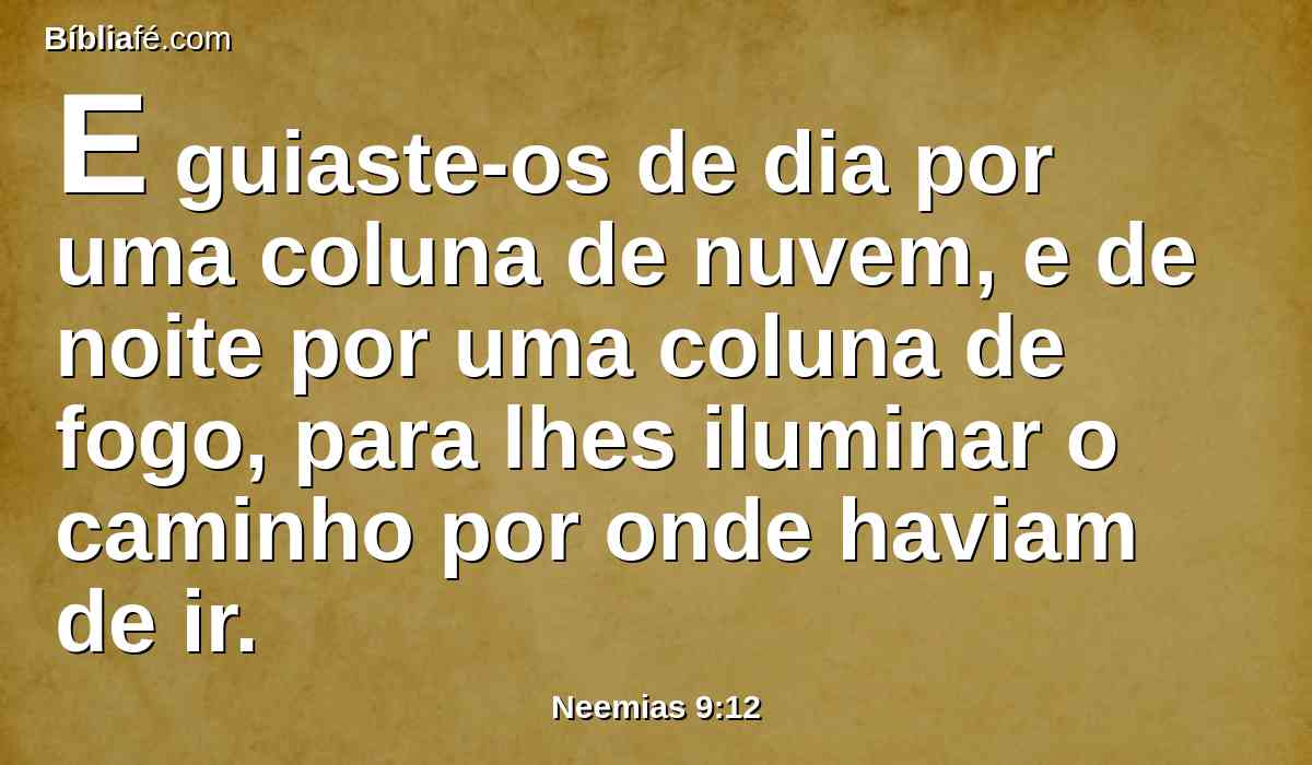 E guiaste-os de dia por uma coluna de nuvem, e de noite por uma coluna de fogo, para lhes iluminar o caminho por onde haviam de ir.
