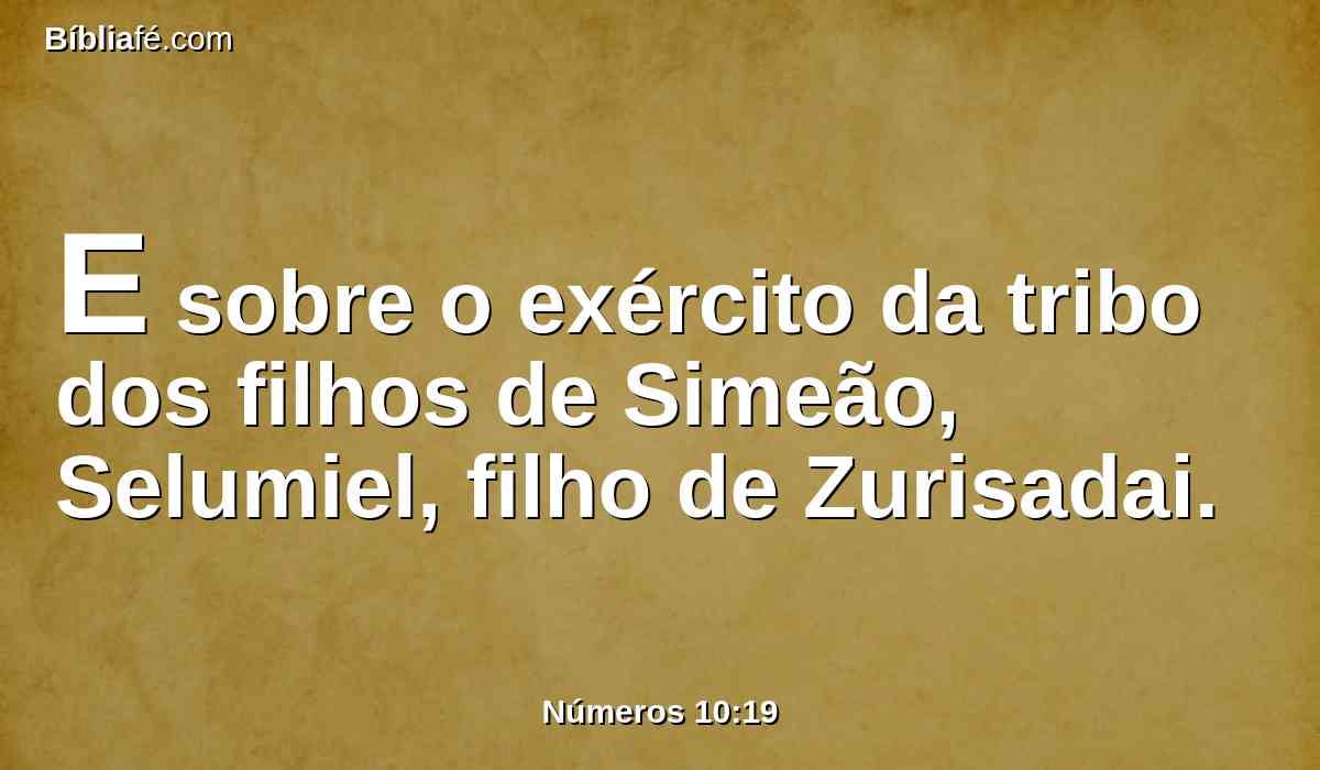 E sobre o exército da tribo dos filhos de Simeão, Selumiel, filho de Zurisadai.