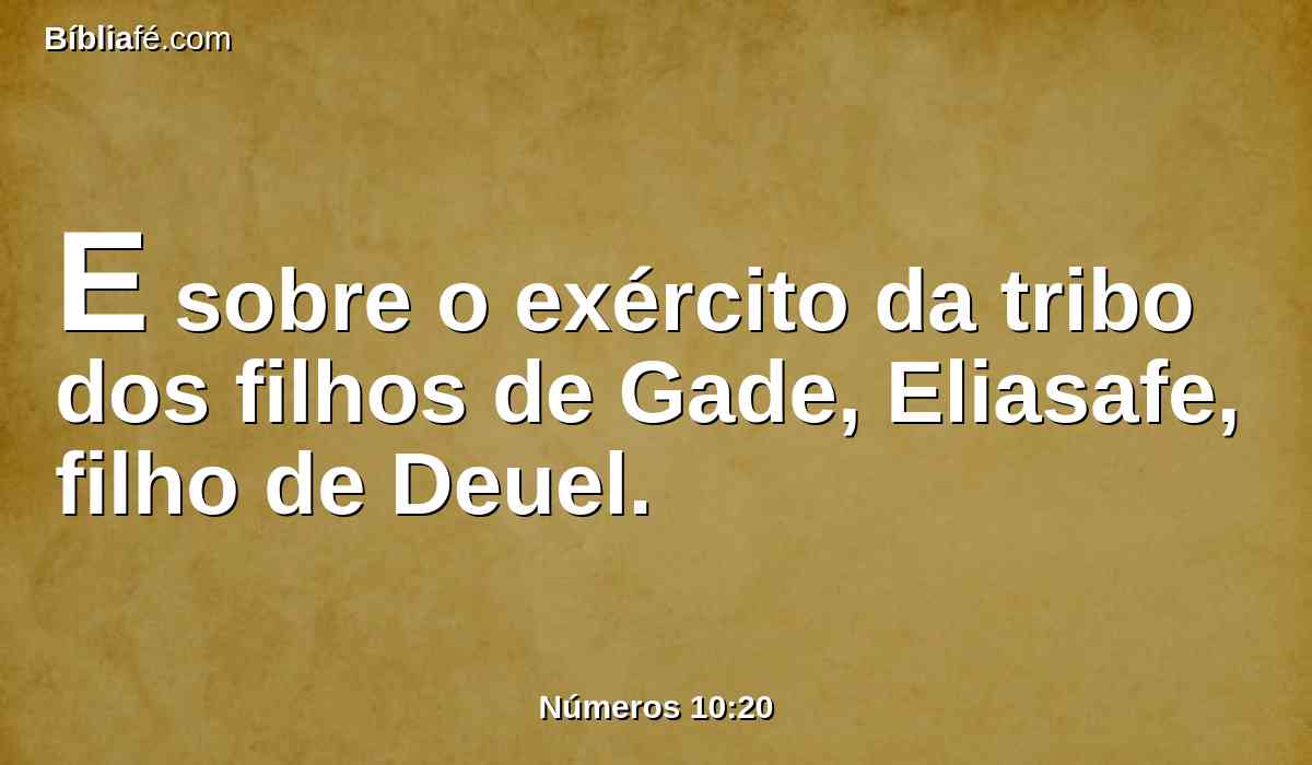 E sobre o exército da tribo dos filhos de Gade, Eliasafe, filho de Deuel.