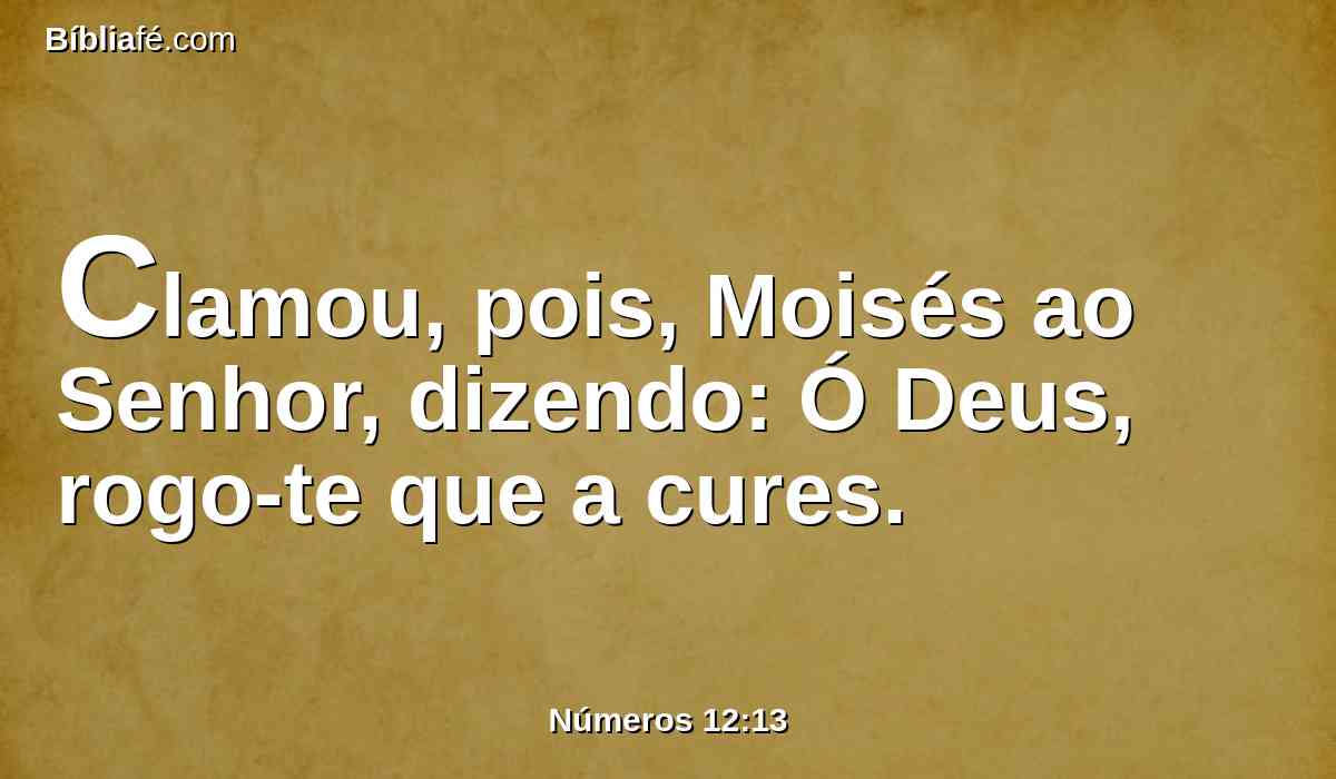 Clamou, pois, Moisés ao Senhor, dizendo: Ó Deus, rogo-te que a cures.