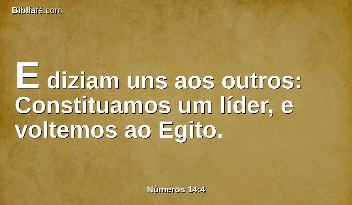 E diziam uns aos outros: Constituamos um líder, e voltemos ao Egito.