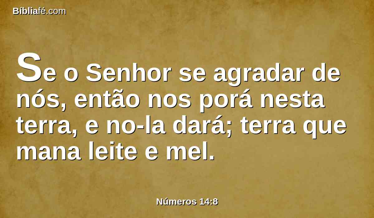 Se o Senhor se agradar de nós, então nos porá nesta terra, e no-la dará; terra que mana leite e mel.