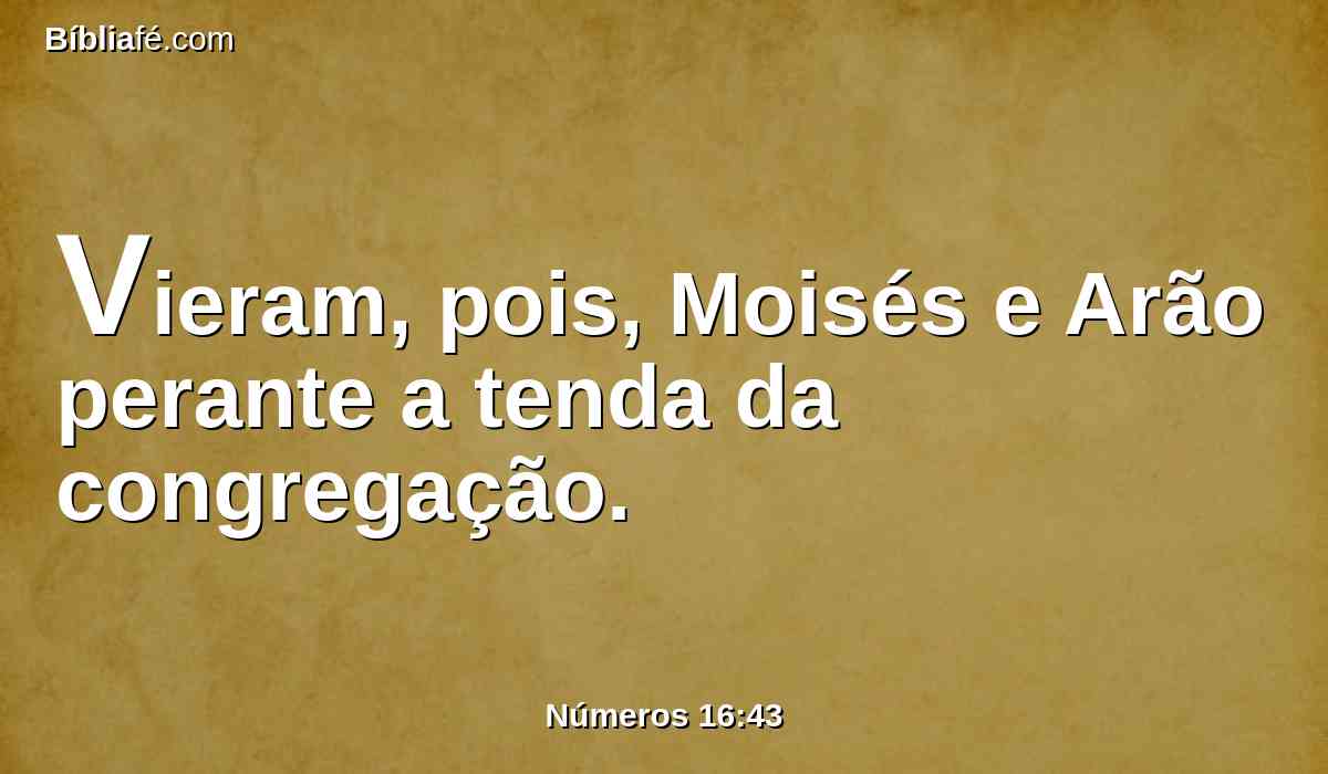 Vieram, pois, Moisés e Arão perante a tenda da congregação.