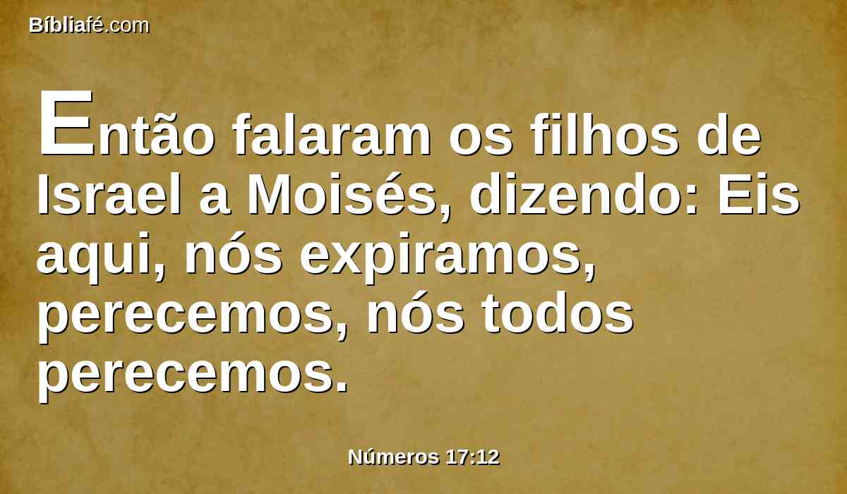 Então falaram os filhos de Israel a Moisés, dizendo: Eis aqui, nós expiramos, perecemos, nós todos perecemos.