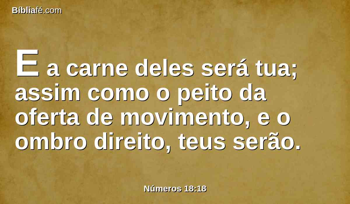 E a carne deles será tua; assim como o peito da oferta de movimento, e o ombro direito, teus serão.