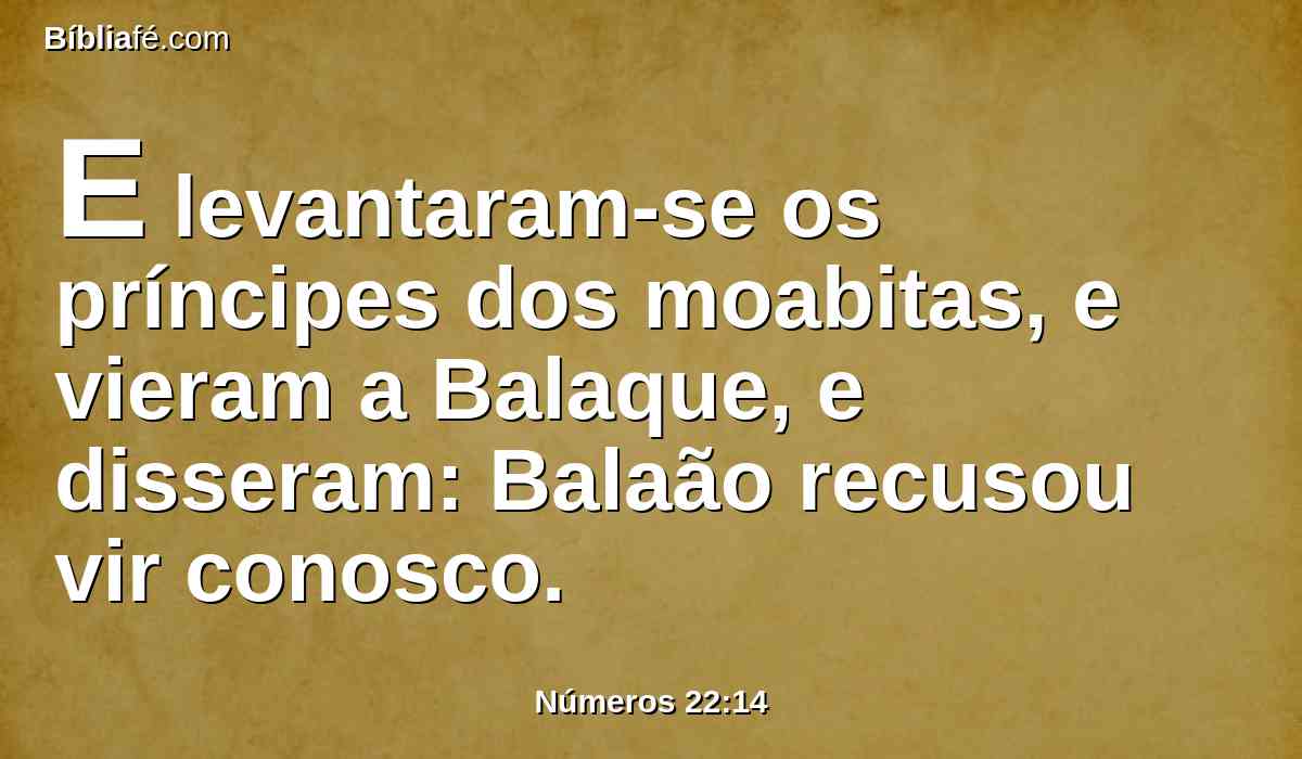 E levantaram-se os príncipes dos moabitas, e vieram a Balaque, e disseram: Balaão recusou vir conosco.