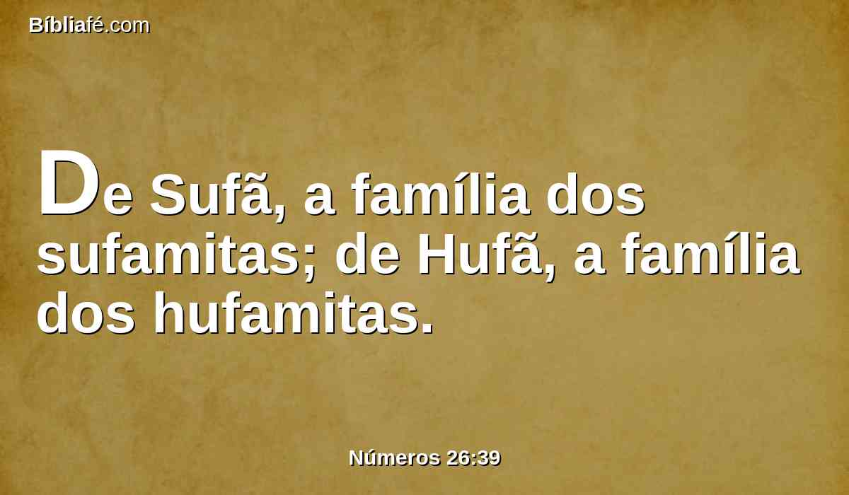 De Sufã, a família dos sufamitas; de Hufã, a família dos hufamitas.