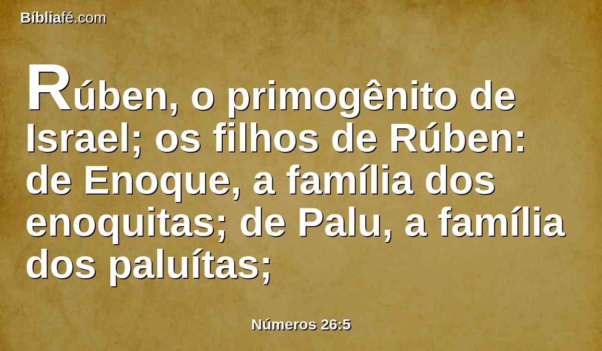 Rúben, o primogênito de Israel; os filhos de Rúben: de Enoque, a família dos enoquitas; de Palu, a família dos paluítas;