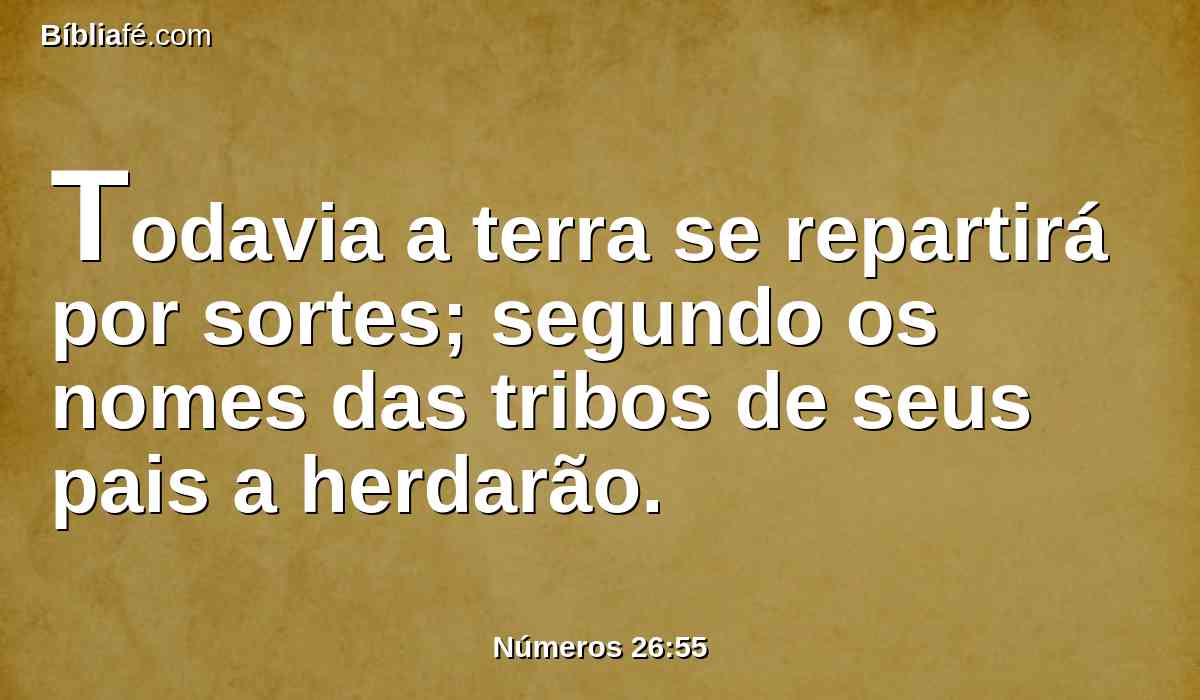 Todavia a terra se repartirá por sortes; segundo os nomes das tribos de seus pais a herdarão.