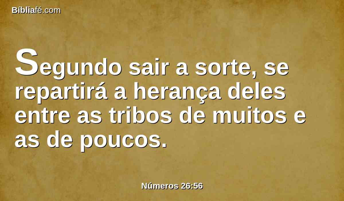 Segundo sair a sorte, se repartirá a herança deles entre as tribos de muitos e as de poucos.