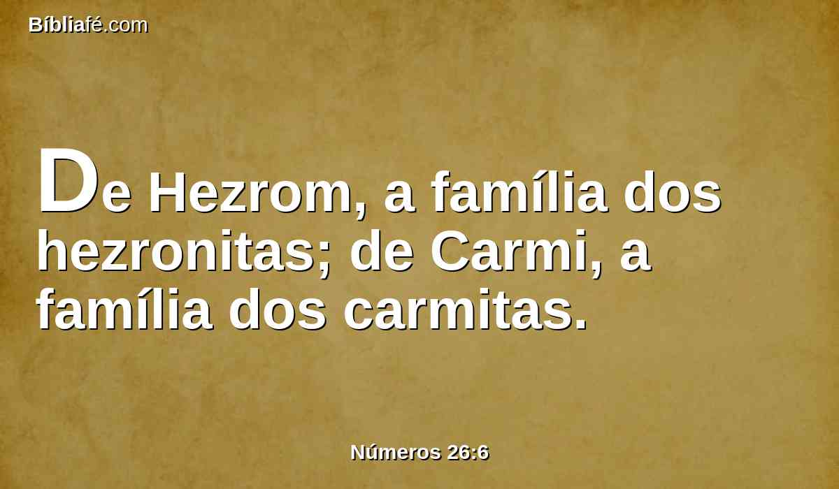 De Hezrom, a família dos hezronitas; de Carmi, a família dos carmitas.