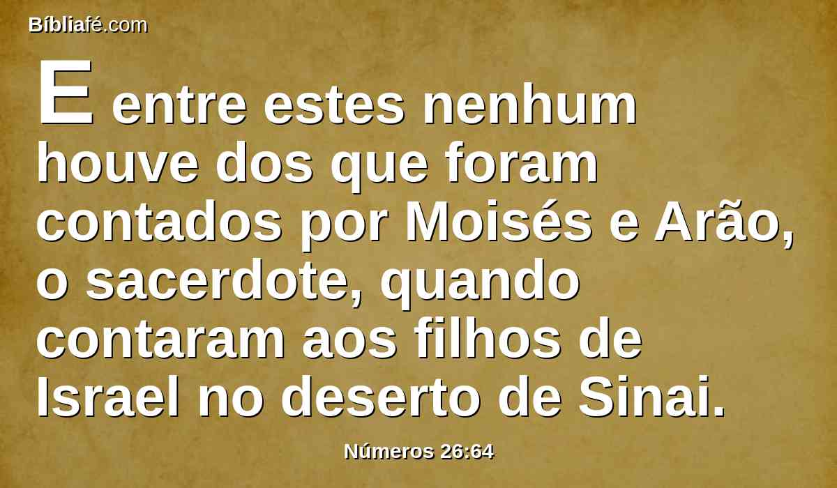 E entre estes nenhum houve dos que foram contados por Moisés e Arão, o sacerdote, quando contaram aos filhos de Israel no deserto de Sinai.