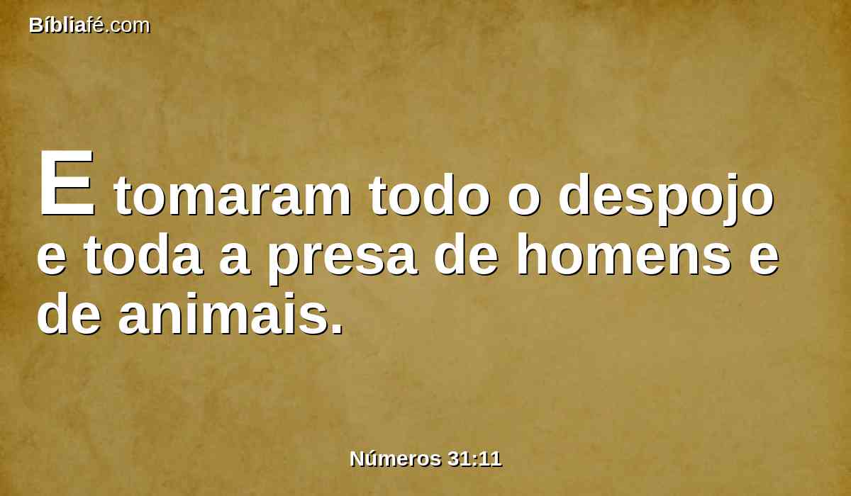 E tomaram todo o despojo e toda a presa de homens e de animais.