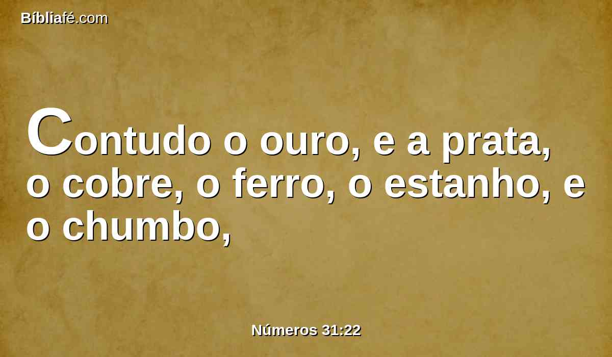 Contudo o ouro, e a prata, o cobre, o ferro, o estanho, e o chumbo,