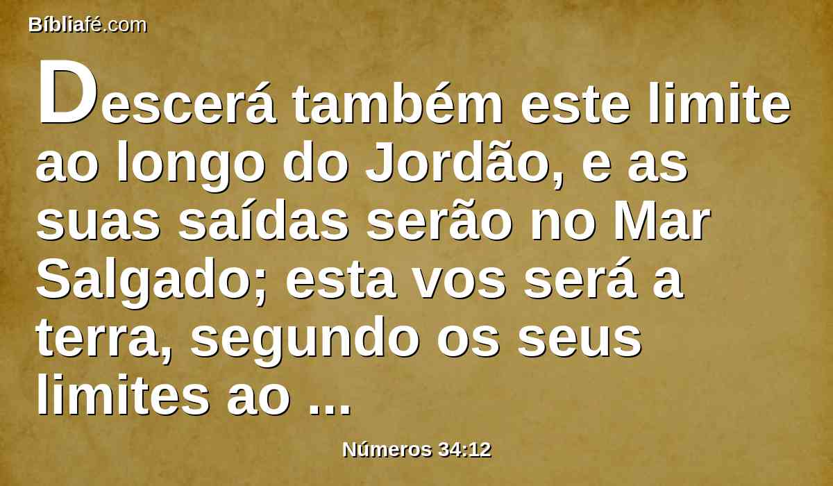 Descerá também este limite ao longo do Jordão, e as suas saídas serão no Mar Salgado; esta vos será a terra, segundo os seus limites ao redor.