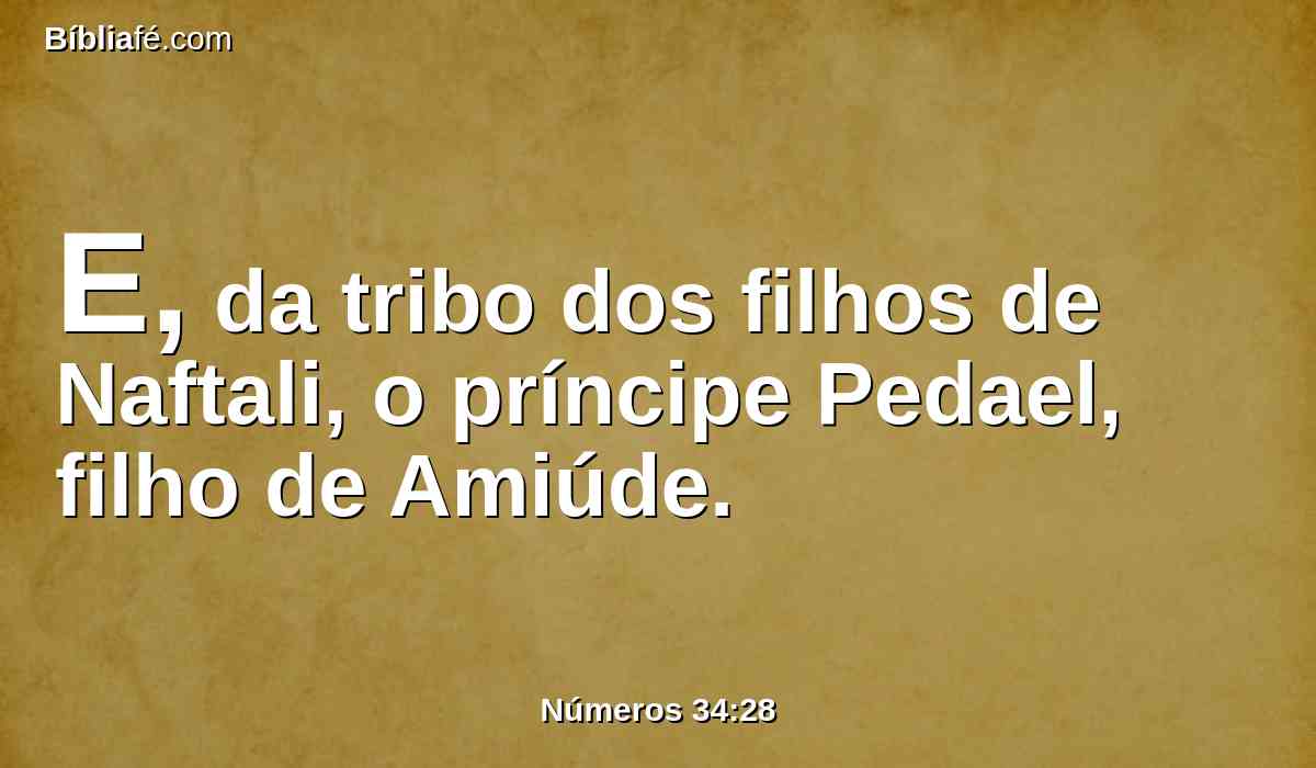 E, da tribo dos filhos de Naftali, o príncipe Pedael, filho de Amiúde.