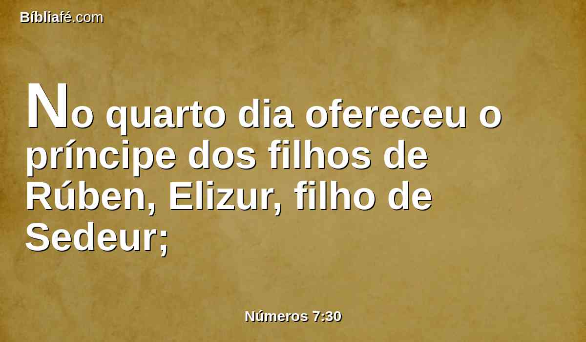 No quarto dia ofereceu o príncipe dos filhos de Rúben, Elizur, filho de Sedeur;