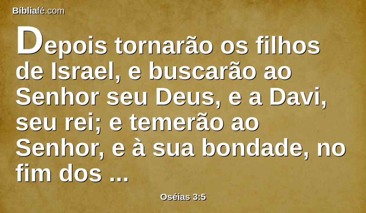 Depois tornarão os filhos de Israel, e buscarão ao Senhor seu Deus, e a Davi, seu rei; e temerão ao Senhor, e à sua bondade, no fim dos dias.