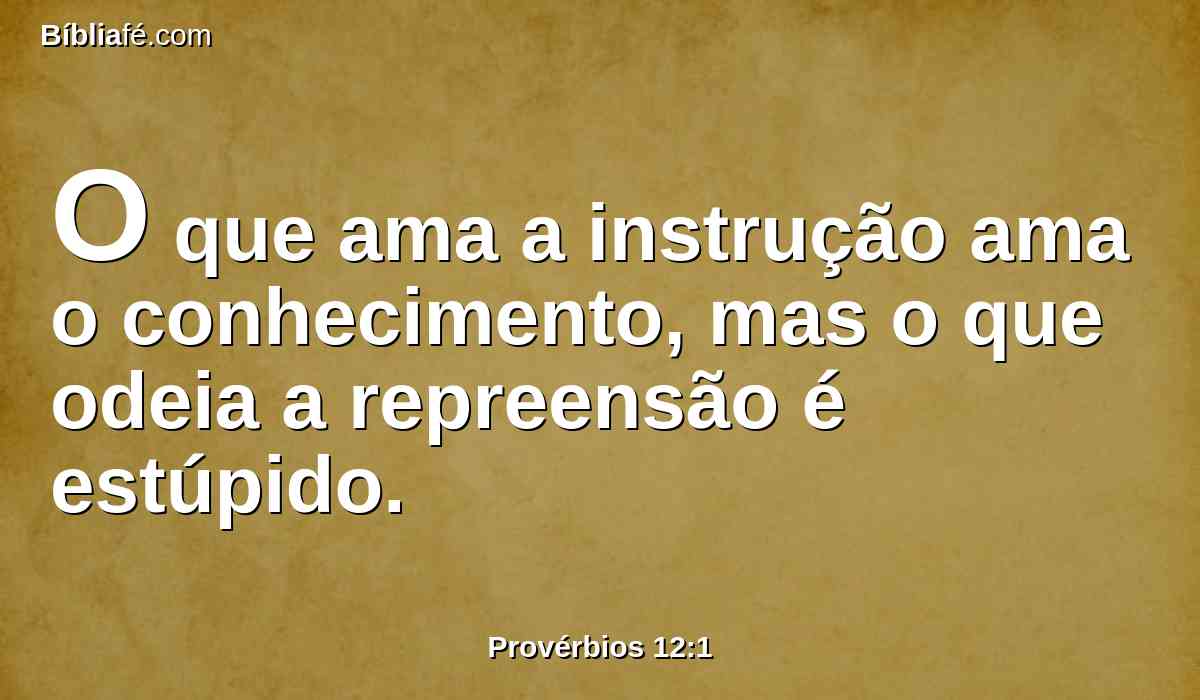 O que ama a instrução ama o conhecimento, mas o que odeia a repreensão é estúpido.