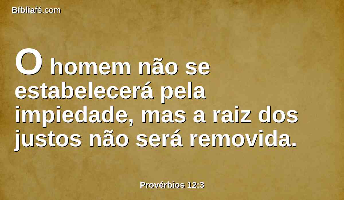 O homem não se estabelecerá pela impiedade, mas a raiz dos justos não será removida.