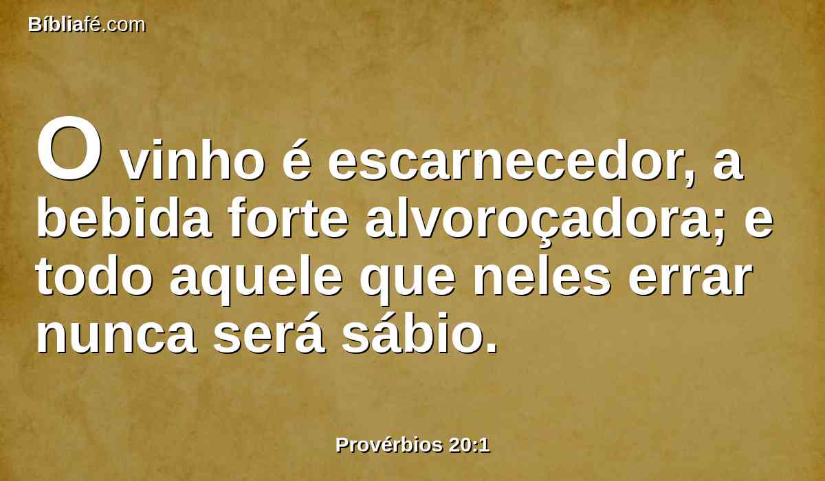 O vinho é escarnecedor, a bebida forte alvoroçadora; e todo aquele que neles errar nunca será sábio.