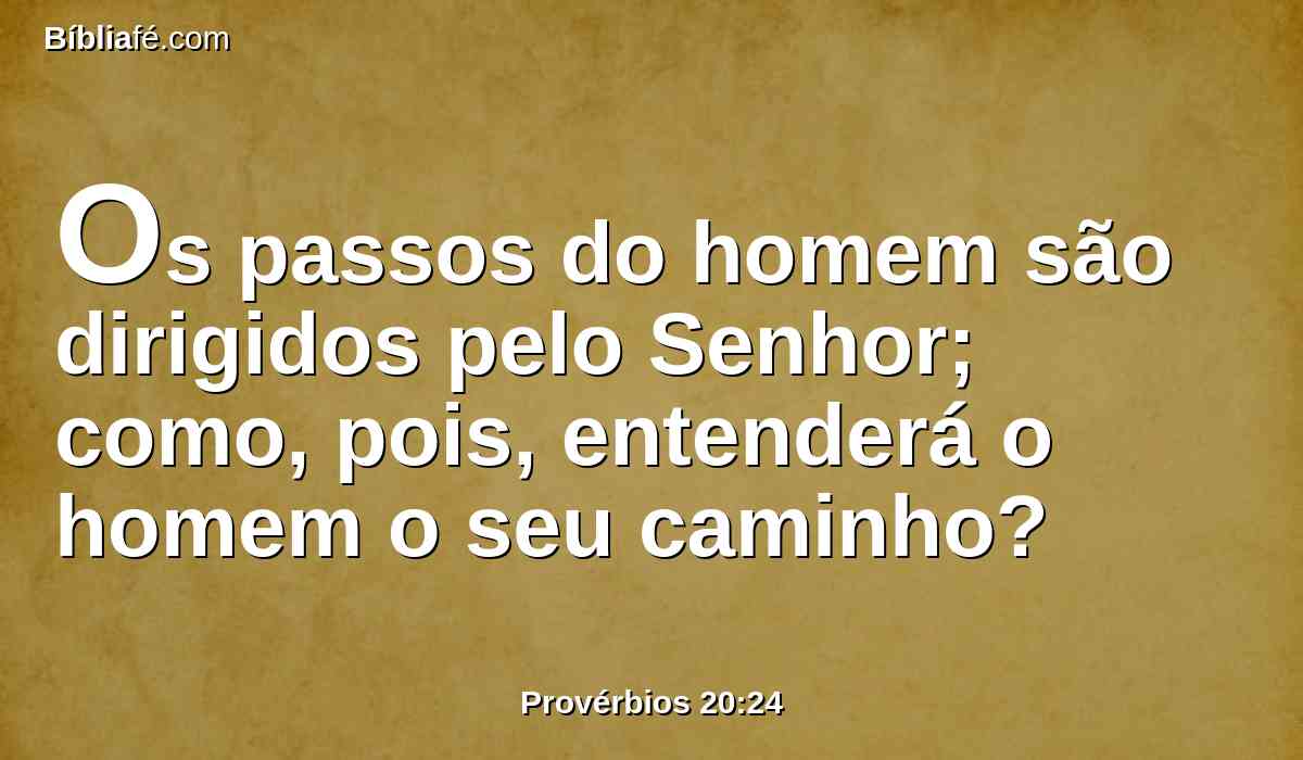 Os passos do homem são dirigidos pelo Senhor; como, pois, entenderá o homem o seu caminho?