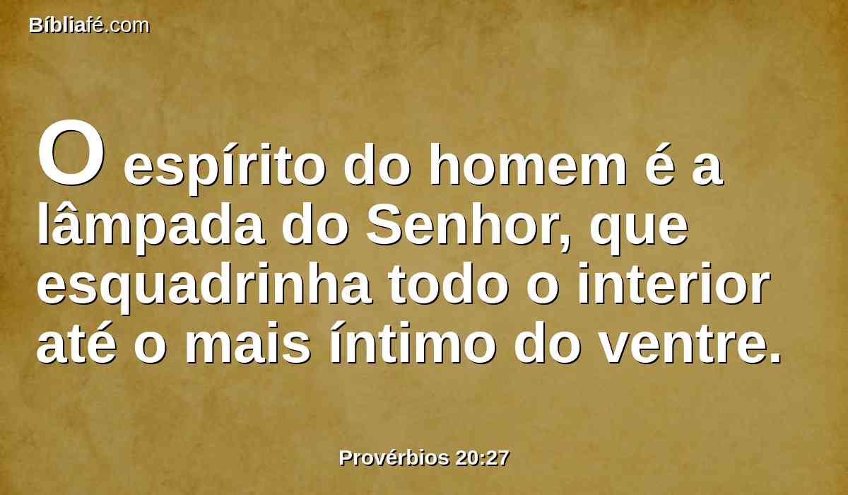 O espírito do homem é a lâmpada do Senhor, que esquadrinha todo o interior até o mais íntimo do ventre.