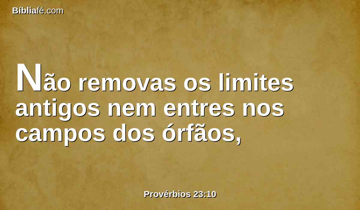 Não removas os limites antigos nem entres nos campos dos órfãos,