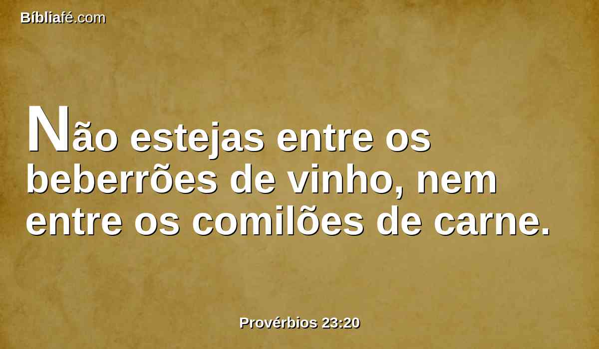 Não estejas entre os beberrões de vinho, nem entre os comilões de carne.