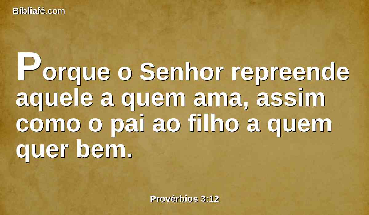 Porque o Senhor repreende aquele a quem ama, assim como o pai ao filho a quem quer bem.