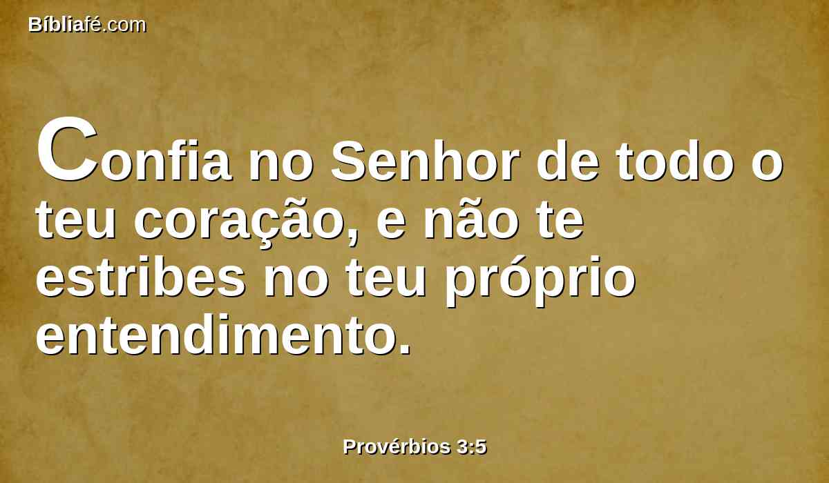 Confia no Senhor de todo o teu coração, e não te estribes no teu próprio entendimento.