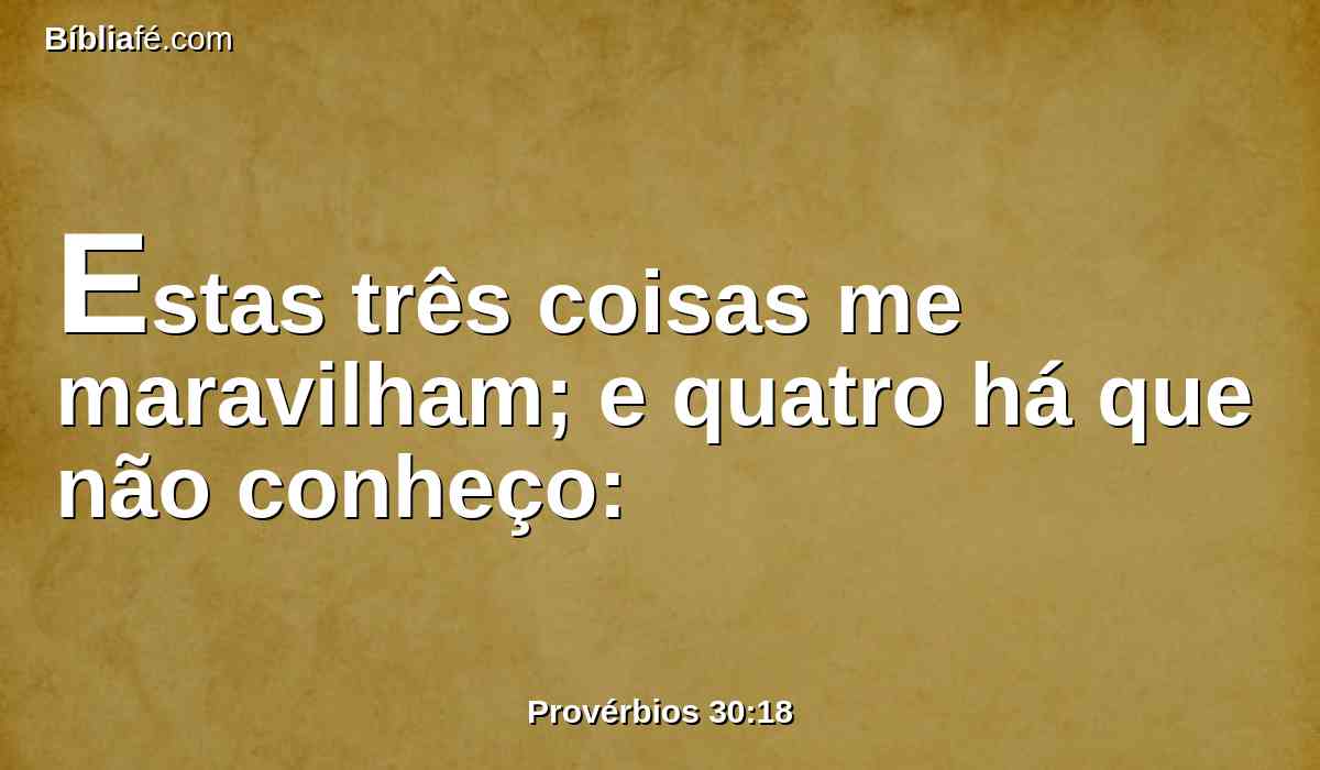 Estas três coisas me maravilham; e quatro há que não conheço: