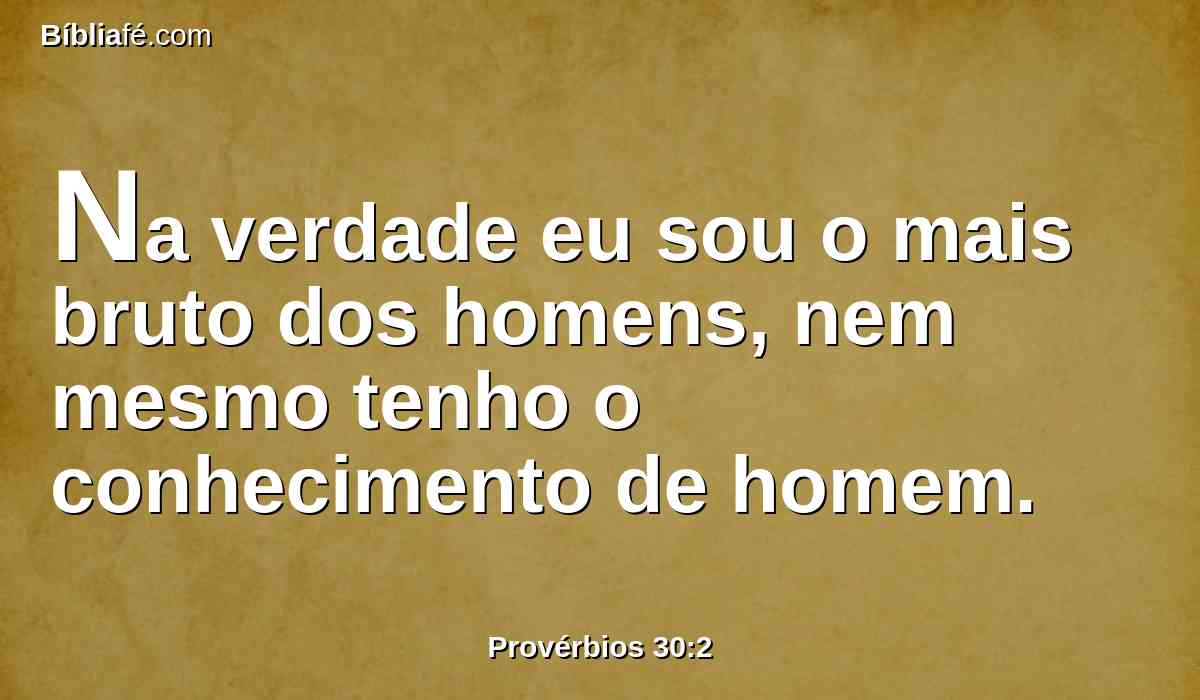 Na verdade eu sou o mais bruto dos homens, nem mesmo tenho o conhecimento de homem.