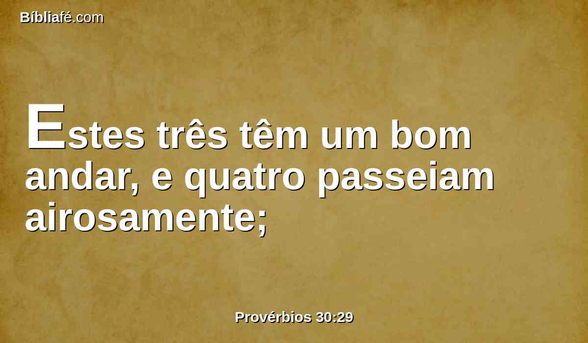 Estes três têm um bom andar, e quatro passeiam airosamente;