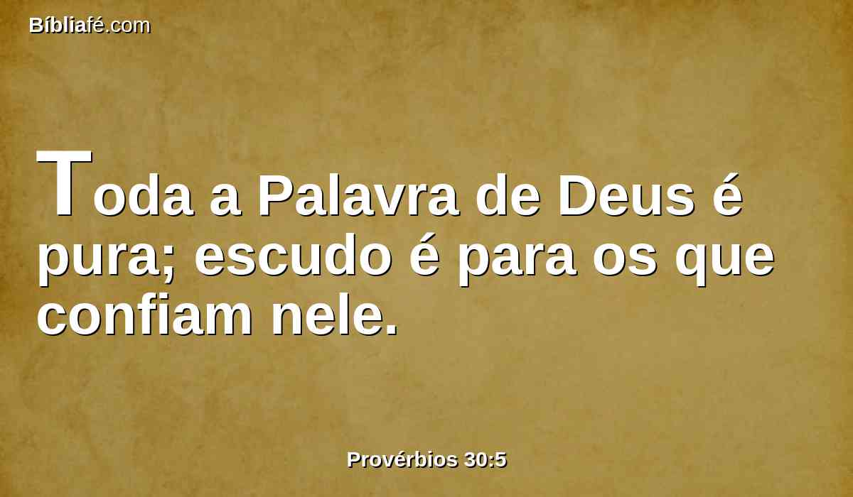 Toda a Palavra de Deus é pura; escudo é para os que confiam nele.