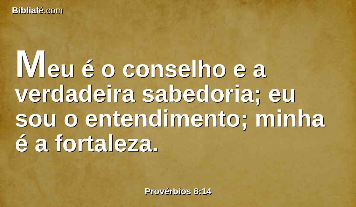 Meu é o conselho e a verdadeira sabedoria; eu sou o entendimento; minha é a fortaleza.