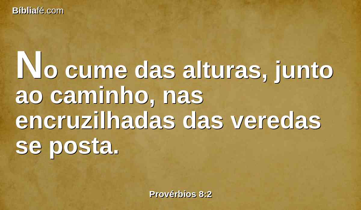 No cume das alturas, junto ao caminho, nas encruzilhadas das veredas se posta.