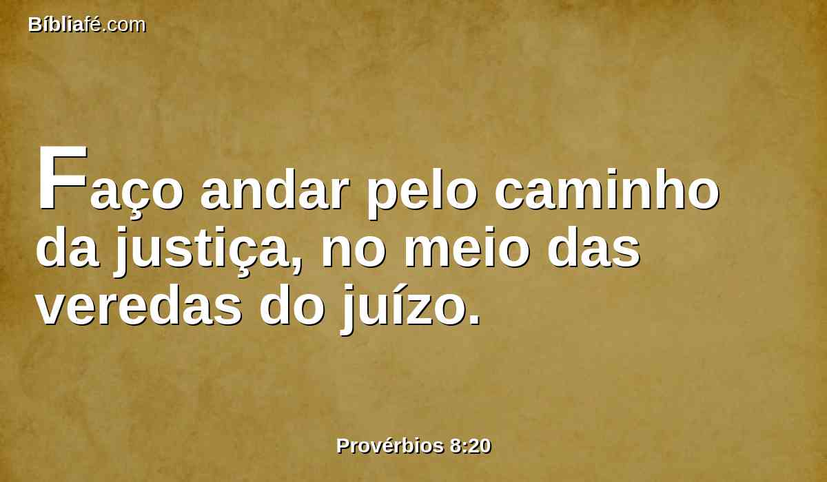 Faço andar pelo caminho da justiça, no meio das veredas do juízo.