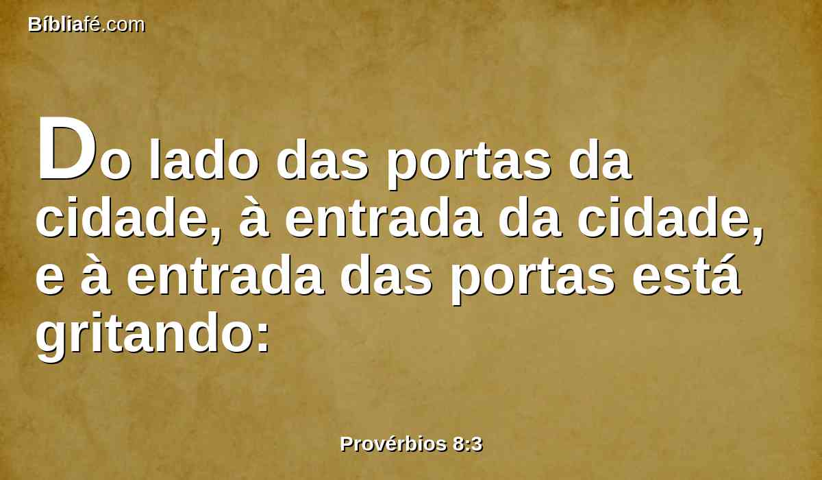 Do lado das portas da cidade, à entrada da cidade, e à entrada das portas está gritando: