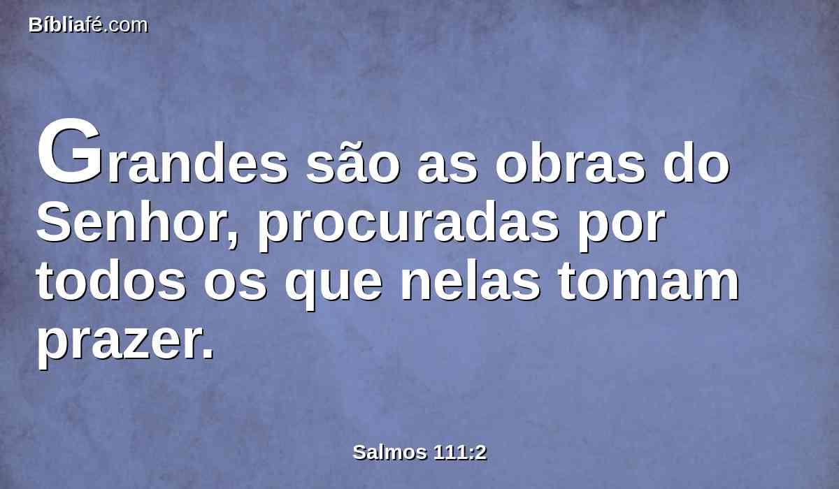 Grandes são as obras do Senhor, procuradas por todos os que nelas tomam prazer.